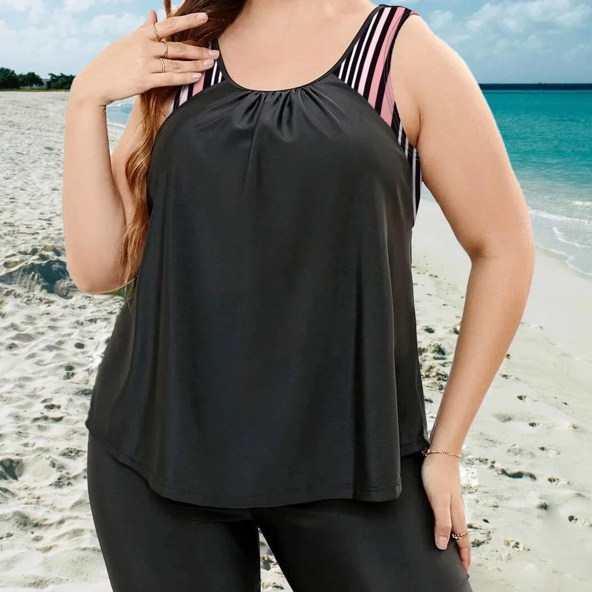 Tankini Swimsuits Women with Fifth Pants Swimming Bathing Suit Bikinis Bikini Beach Wear Plus Size Swimwear 4XL