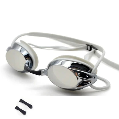 Professional Adult Swim Goggles Waterproof Fog-proof Racing Goggles Men Women Cool Silver Plated Swimming Equip