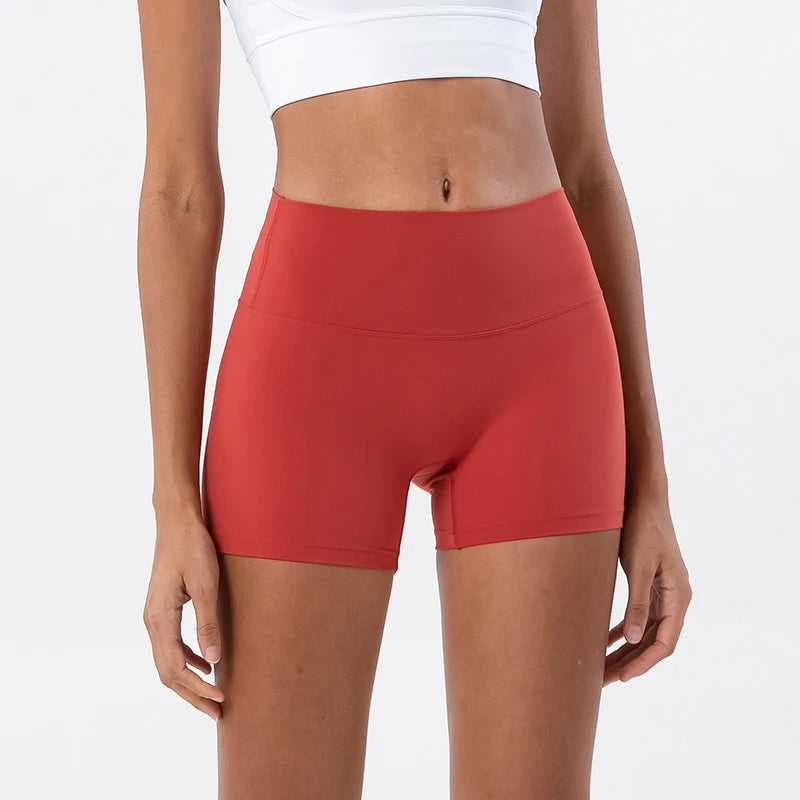 SOISOU Nylon Shorts Gym Yoga Sports Women's Cycling Shorts High Waist Elastic Tight Breathable No Awkward Lines Woman Clothing