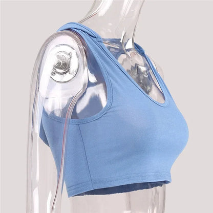 Women Sports Tops Summer Hooded Sports Bra Sleeveless Tank Skinny Quick Dry Running Fitness Short Top