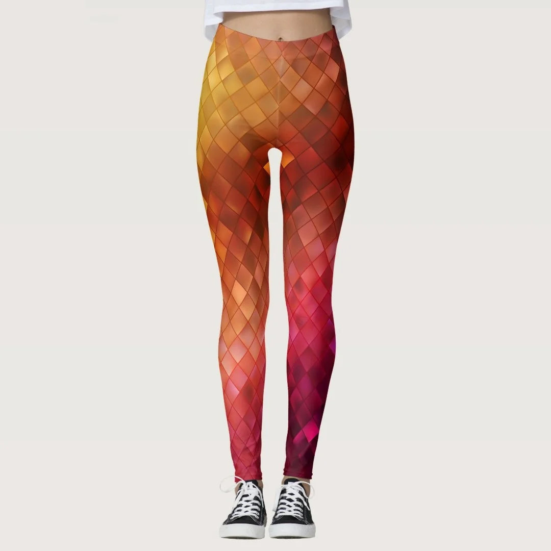 3D Geometric Graffiti Printed Women's Yoga Pants Fashion Running Fitness High Waist Leggings Outdoor Daily Sports Pant For Women