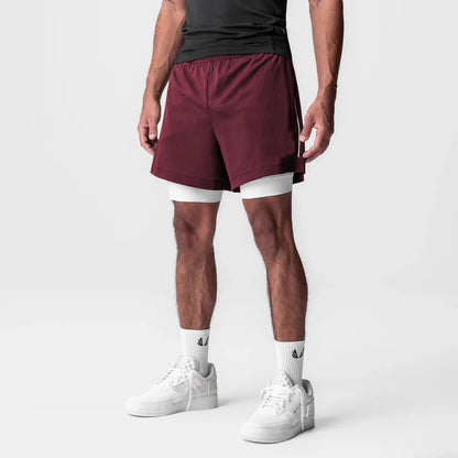 Coloured Running Shorts Men Gym Sports Shorts 2 In 1 Quick Dry Workout Training Gym Fitness Jogging Short Pants Summer Men Shorts