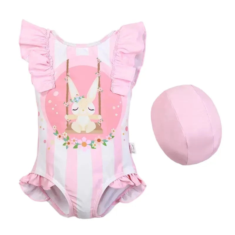 Toddler Baby Bathing Suit Girls Swimsuit One-Piece Rashguard for 2-10 Years UPF 50+ Anti UV Long Sleeve Swimwear for Children
