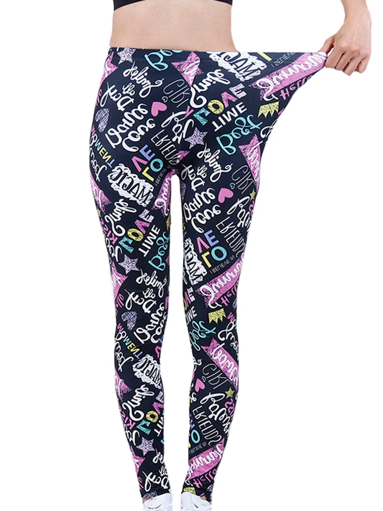 Floral Fashion Women Leggings Beautiful Leaf Floral Printing High Waist Jeggings Stretch Pant