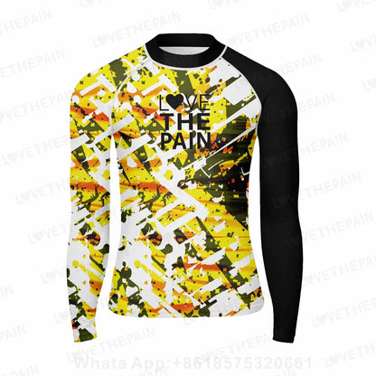 Men's Rash Guards Swimsuit Long Surfing T-Shirt Print Swimming Clothes Elasticity Water Sports Beach UV Protection Swimwear