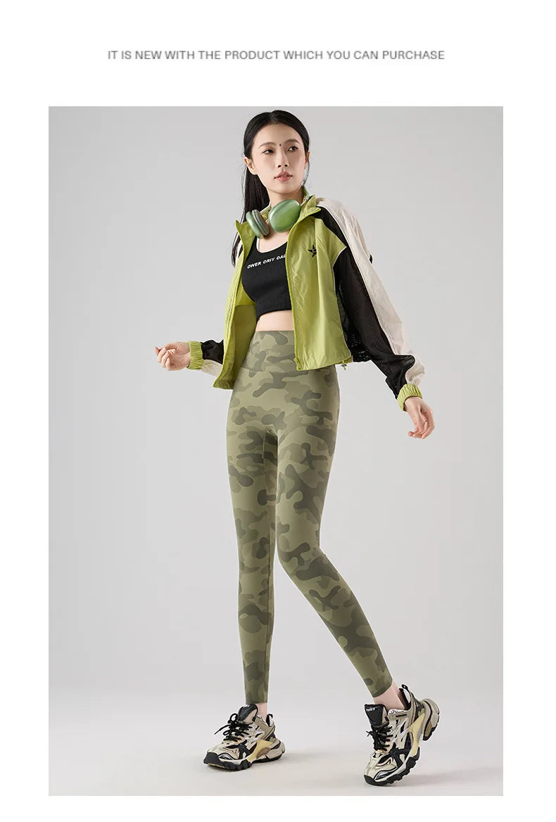 BIVIGAOS Spring Summer Seamless Camouflage Sharkskin Leggings Women Fashion High Waist Casual Sports Tights Fitness Leggings