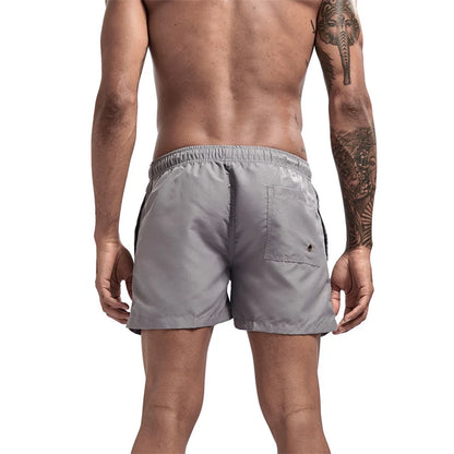 Mens Swim Trunks with Mesh Lining Side Pockets Solid Beach Shorts Quick Dry Lightweight Drawstring Board Shorts Summer Swimwear
