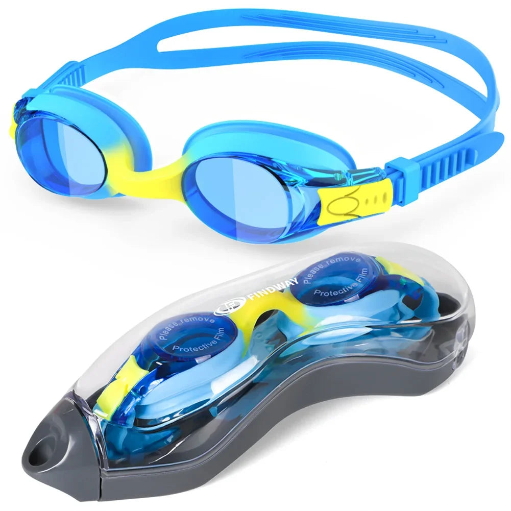 Findway Child Swimming Glasses Upgrade Waterproof Anti Fog UV  Professional Diving Swimming Glasses Eyewear Kids for Age 3-10
