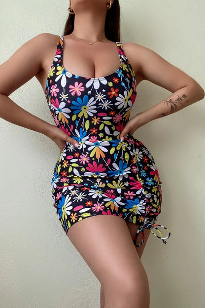 Colour Print Swimwear Women Strapped Dress One Piece Swimsuit Brazilian Beach Monokini Backless Lady Bathing Suit