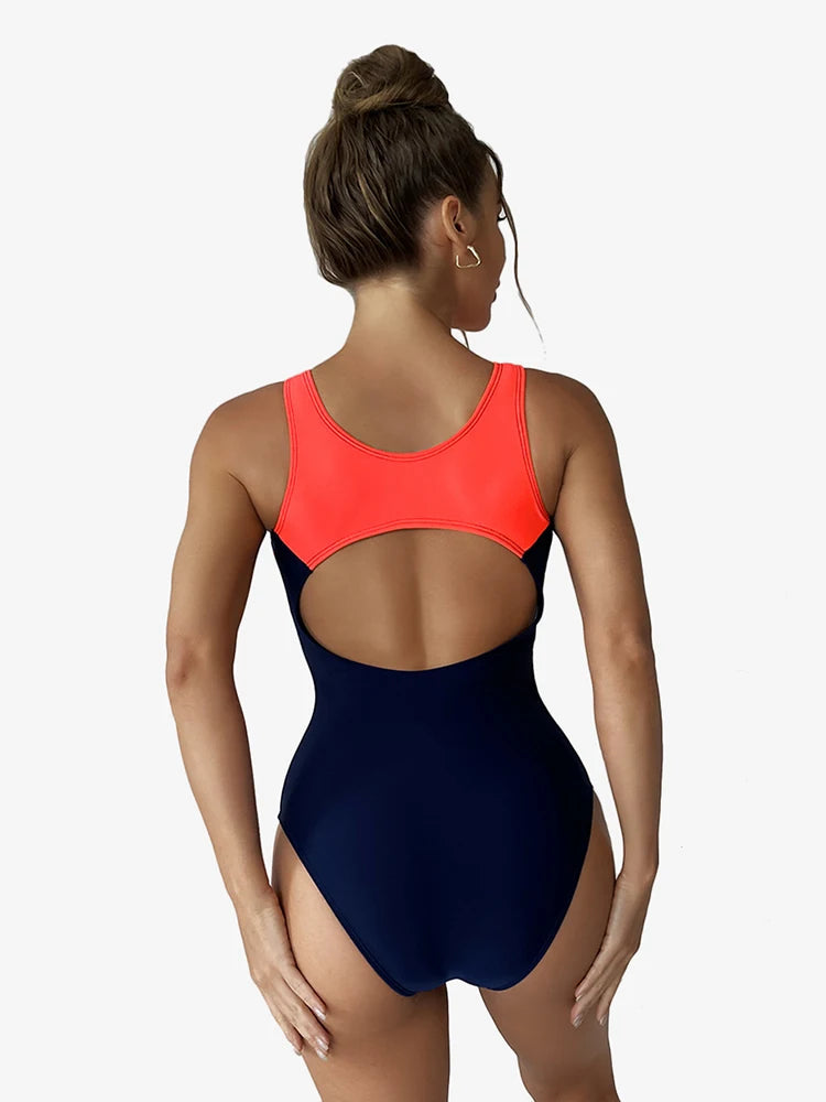 Woman Swimsuit One Piece Sport Swimwear Bathing Suit Women Summer Beachwear Patchwork Bath Suit Cut Out Swim Suit