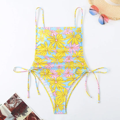 Tropical Plants Paisley Print One Piece Swimsuit Women Beachwear Vintage Design Bathing Suit Swimwear