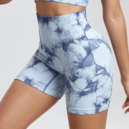 Push Up Gym Sport Shorts Women Seamless Summer Fitness Tie-Dye Cycling Shorts