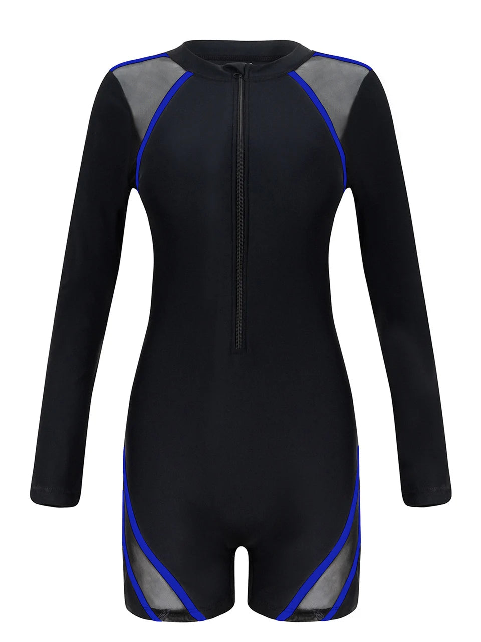 One Piece Surfing Swimsuit Slim Sport Swimwear Women Quick Dry Mesh Diving Clothes Female Bather Bathing Swimming Bodysuit