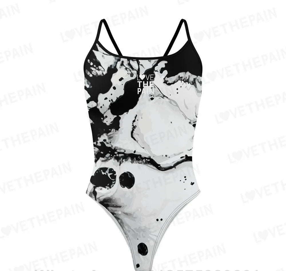 Love The Pain Marble Design Women Swimsuit  One-piece Comfort Suit Swimwear Bikini Quick Dry Bathing Suit Functional Training Swimsuit