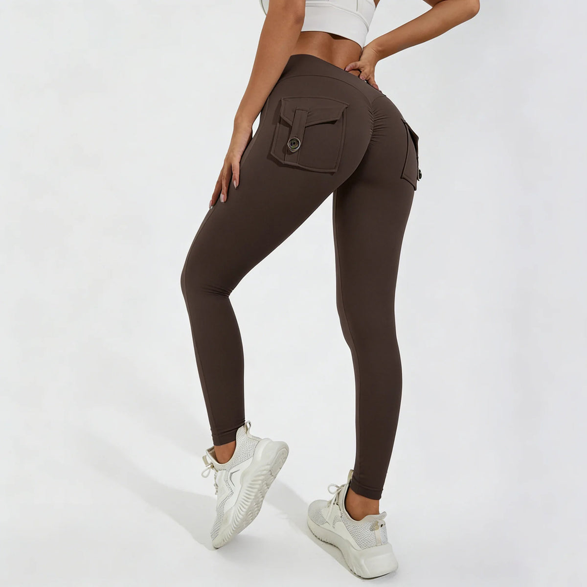 Scrunch Women Button Booty Pocket Sports Yoga Shorts Cycling Jogging Fitness High Waist Squat Proof Gym Active Leggings