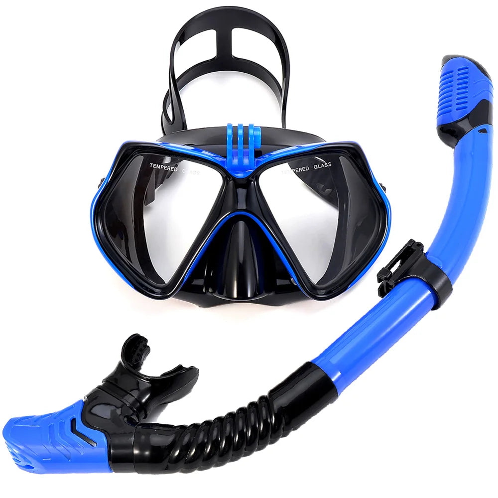 Snorkel Set Diving Mask For GoPro Underwater Sports Camera Anti-Fog Professional Swimming Goggles Dry Snorkeling Tube For Adults