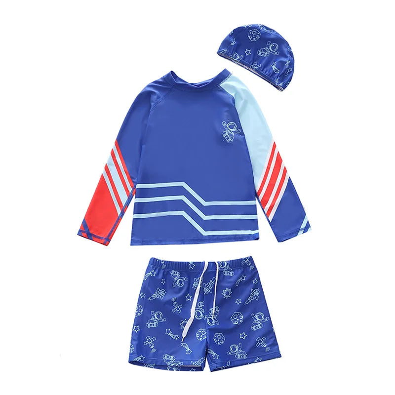 Boys Swimwear Long Sleeve Rash Guard Swimming Trunks for a Boy Toddler Printing Swimsuit Kids Anti UV Summer Beach Bath Clothes