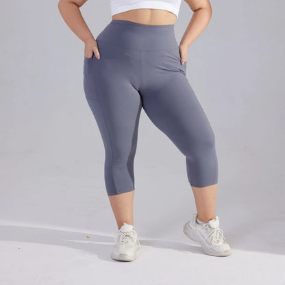 Plus size yoga pants for women Leggings fitness yoga pants with pocket summer sports cropped trousers