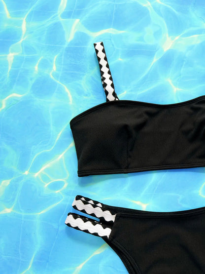 Strappy Bikinis Black Swimsuit Women Swimwear Female Solid Bathers Bathing Swimming Swim Suit Beachwear