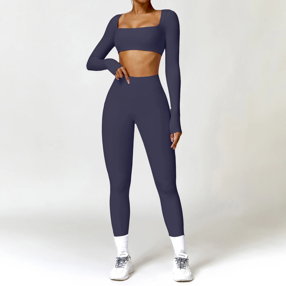 Yoga Clothes 2PCS Gym Set Sports Shorts Set Women Long Sleeved High Waist Shorts Fitness Suit Running Workout Tracksuit