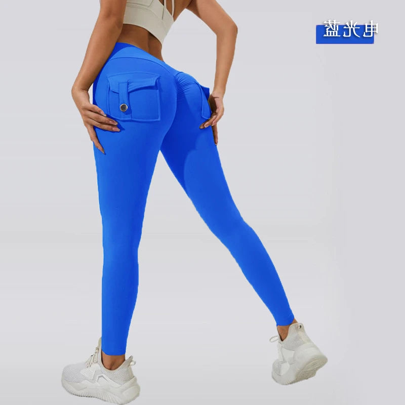 Gym Leggings Women Pocket Bum High Waist Yoga Pants Shorts Tights Scrunch Booty Workout Legging Naked Active Wear