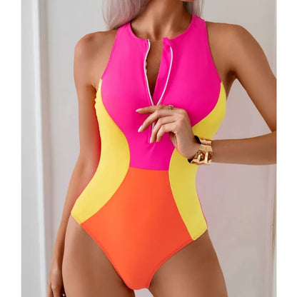 Summer Swimsuits One Piece Women's Closed Swimwear Sports Surfing Swim Wear Bodysuit Bathing Suits Beachwear Pool Bather