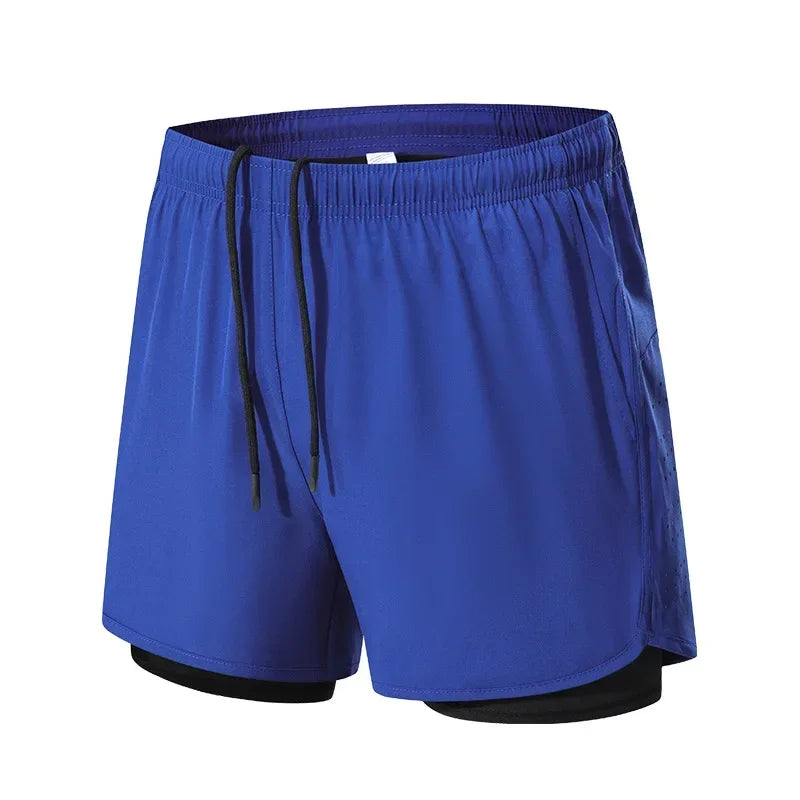 Summer 2 in 1 Jogging Clothing Gym Marathon Running Fitness Beach Shorts Men Sportswear Double-deck Training Sport Shorts Pant
