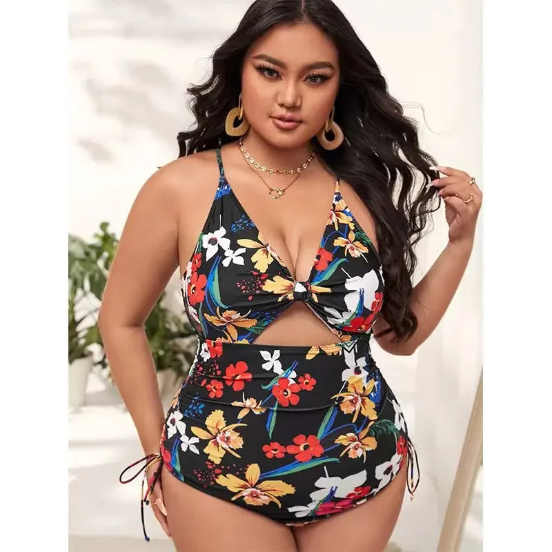One Piece Swimsuit Women Print Large Size Swimwear Female Mujer Beachwear Summer Monokini Push Up Bathing Suit 4XL