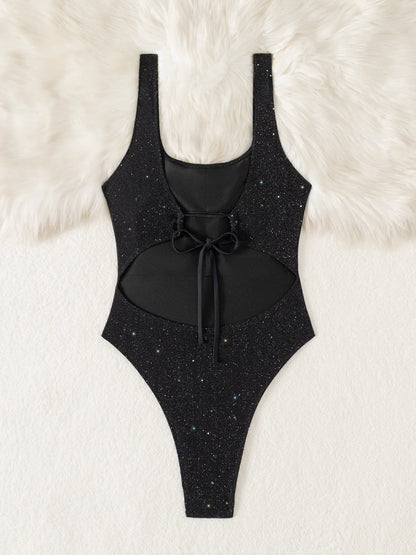 Female Solid Strapped Swimwear Women Push Up One Piece Swimsuit Monokini Lady Backless Hollow Bathing Suit
