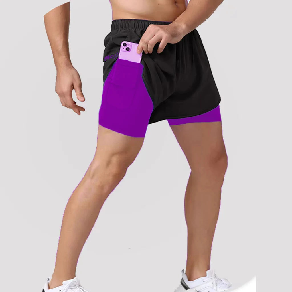 Running Shorts Sportswear 2 in 1 Training Short Pant Summer Double-deck Beach Homme Jogging Clothing Gym Sport Shorts Men