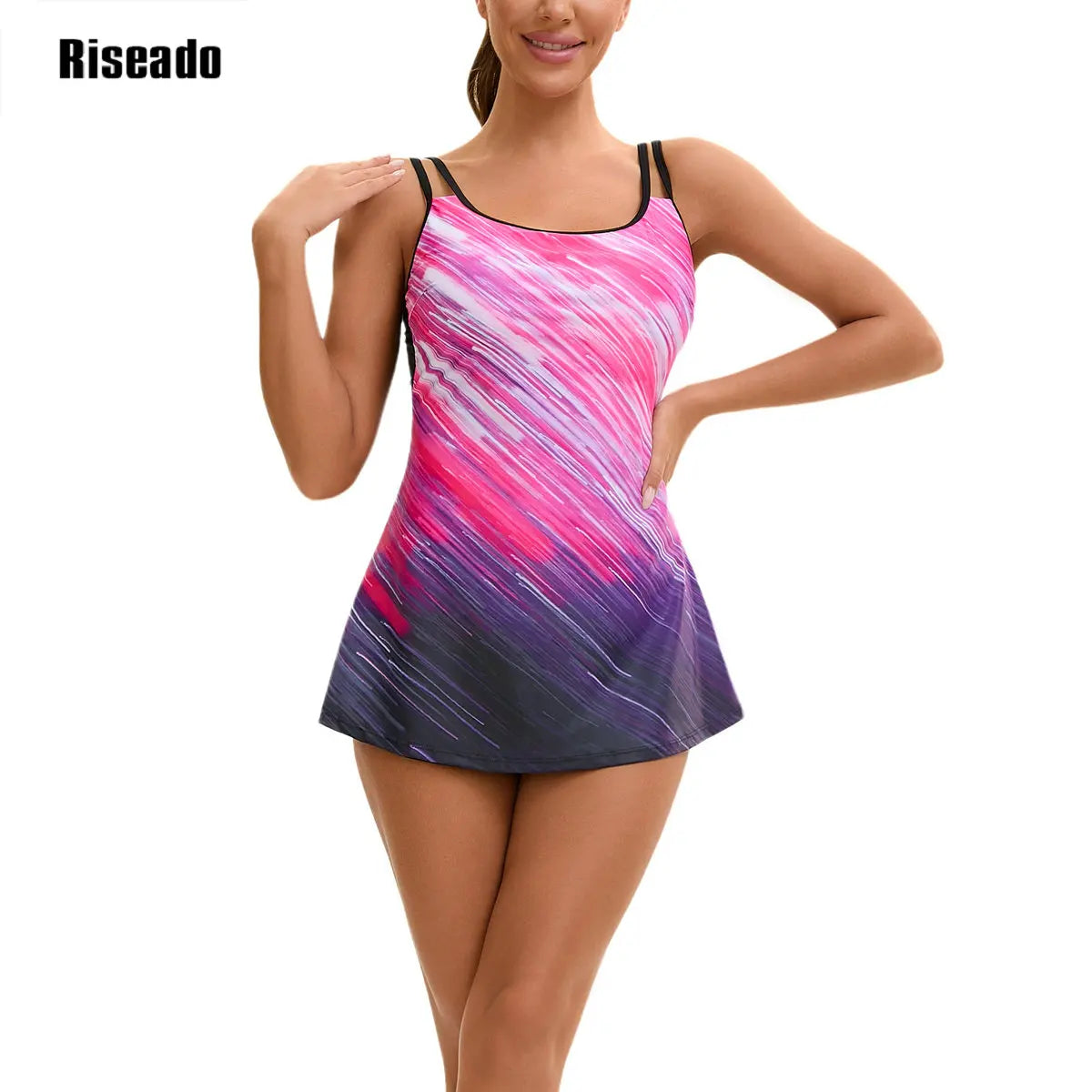 2 Piece Tankini Set Swimsuits for Women Bathing Suit Athletic Tankini Tops with Mid Waisted Shorts