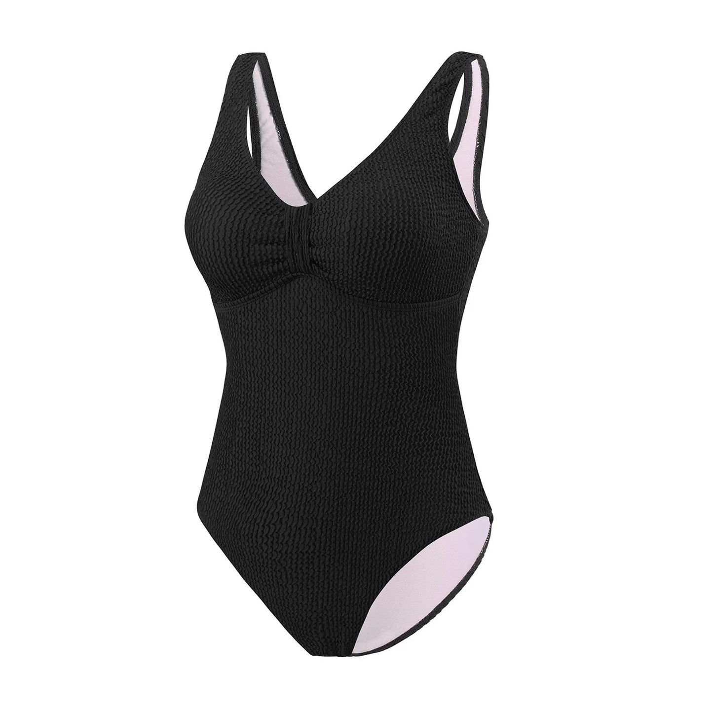 Womens One Piece Swimsuit Swim Leotard Sleeveless Low U Back Soft Cup Textured Monokini Bathing Suit for Beach Tropical Travel