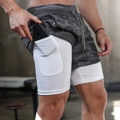 Running Shorts Men 2 In 1 Quick Dry Gym Shorts Double Deck Training Short Pants Fitness Workout Sport Jogging Summer Men Shorts