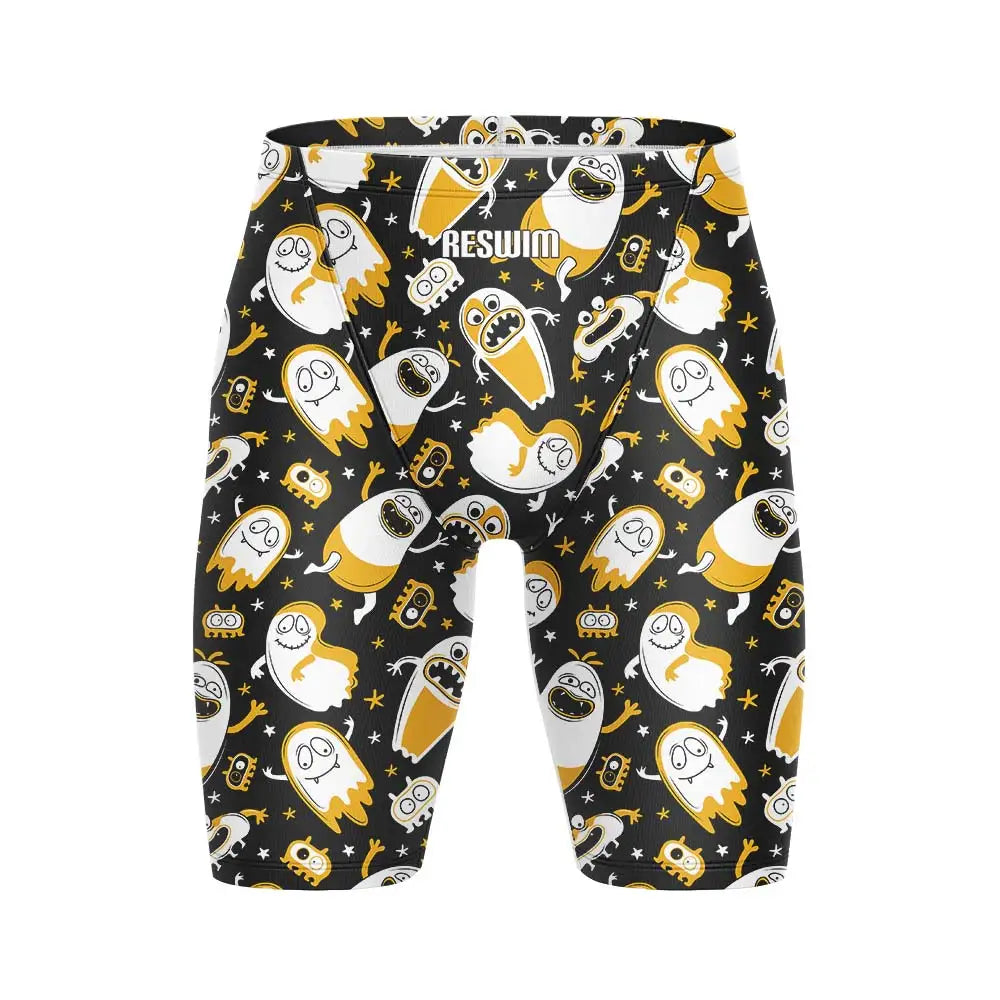 Cartoon Swim Jammer Endurance Athletic Training Swimsuit Men's Beach Swimming Trunks Lycra Swimwear Jammers GYM Tight Surf Shorts