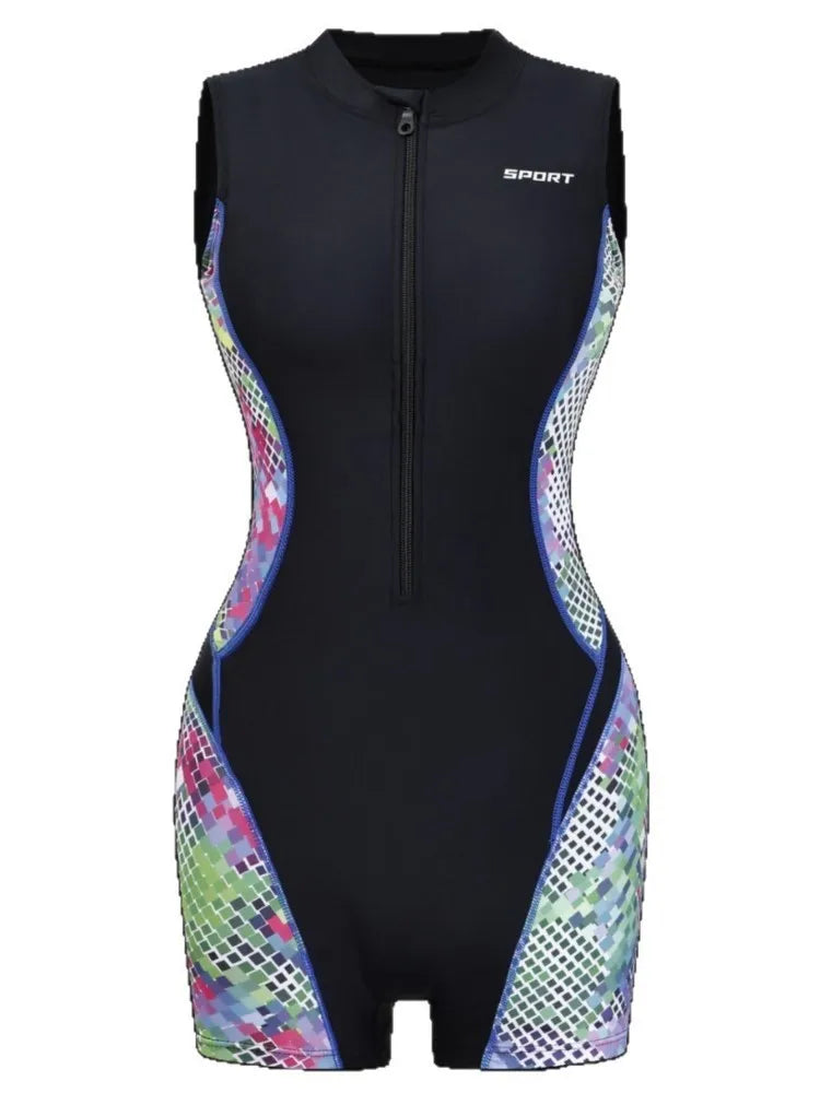 Boy Leg High Waist Swimsuit Women Summer Bathing Suit Sleeveless Swimwear Beach Swimming Suit For Female