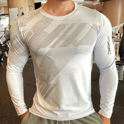 Men Fitness Compression Sport Shirt High Quality Running Long Sleeve Upper Clothing Crew Neck Sweatshirt Male Rash Guard Wicking