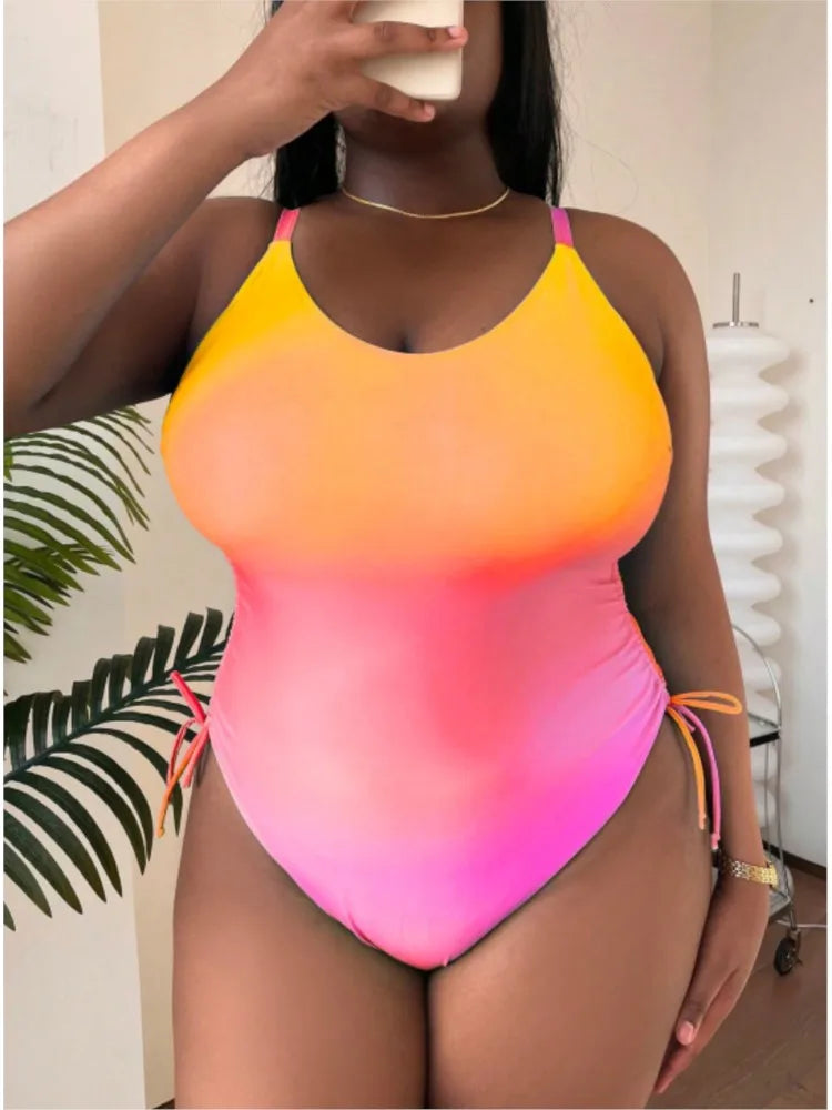 One Piece Plus Size Women Push Up Large Size Swimsuit Summer Big Size Tummy Control Swimwear Bathers