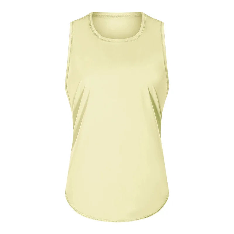 Women Summer  Open-Back Yoga Vest for  Loose-Fit and Moisture-Wicking Sleeveless   Running Fitness Shirt