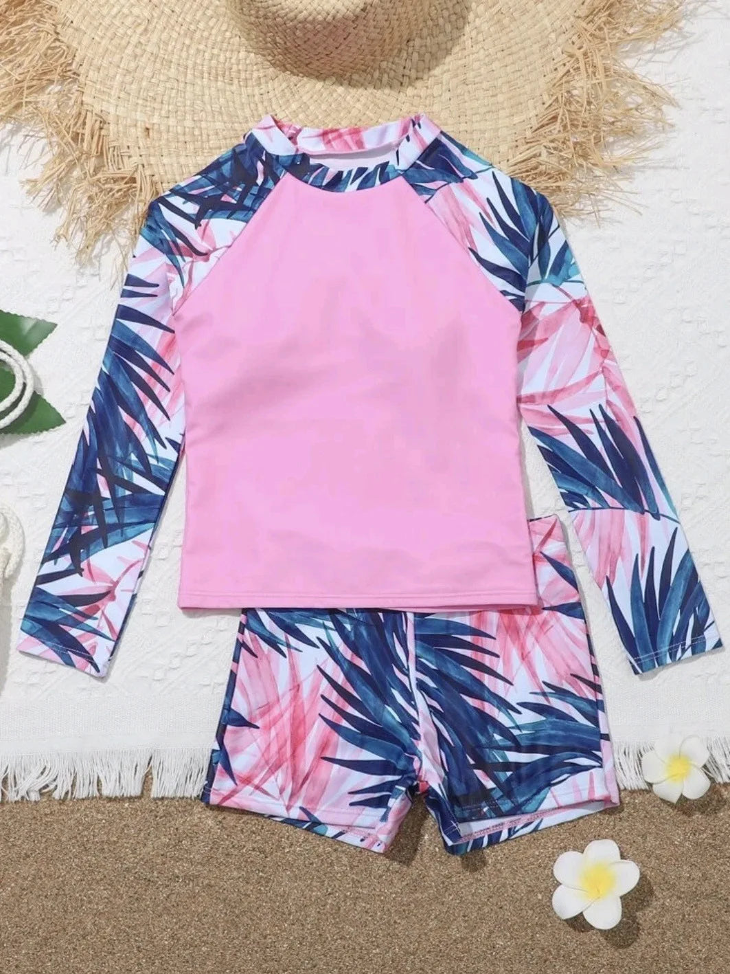 Girls Swimsuit Two Pieces Kids Swimwear With Shorts Printed Children's Bathers Bathing Swimming Swim Suit Summer Beachwear