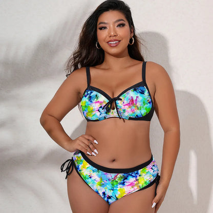 Plus Size Swimwear for Women Swimsuit Large Bathing Suits Two-piece High Waist Push Up Bikini Set L-4XL