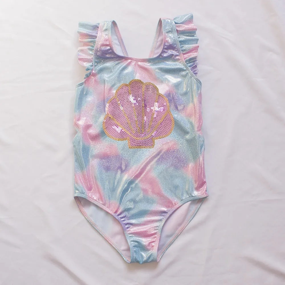 Teens Girls Swimsuit One-Piece Floral Fish Scale Unicorn Children's Swimwear Baby Girls Beachwear 4 5 6 7 8 9 10 11 12 13 Years