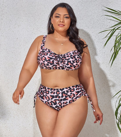 High Waist Leopard Bikini Set Plus Size Swimwear for Women Swimsuit Beachwear Bathing Suit Thong