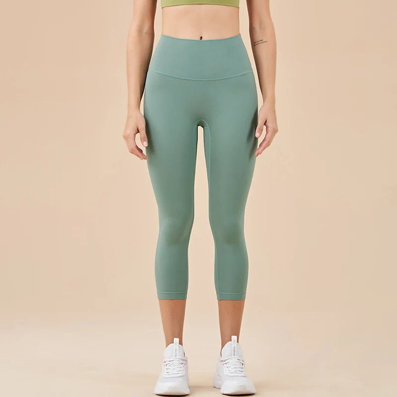Women's High-Waisted Capri Yoga Leggings with Hidden Pocket
