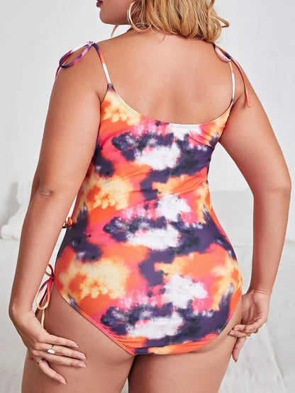 Large Plus Size Swimsuit Women One Piece Printed Strappy Swimwear Female Bathers Bathing Swimming Swim Suit Beachwear