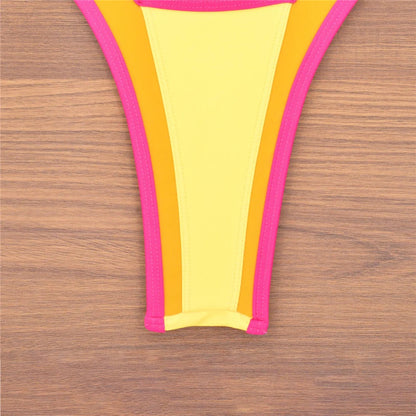 S - XL Splicing V Shaped High Leg Cut Bikini Female Swimsuit Women Swimwear Two-pieces Bikini set Bather Bathing Suit Swim