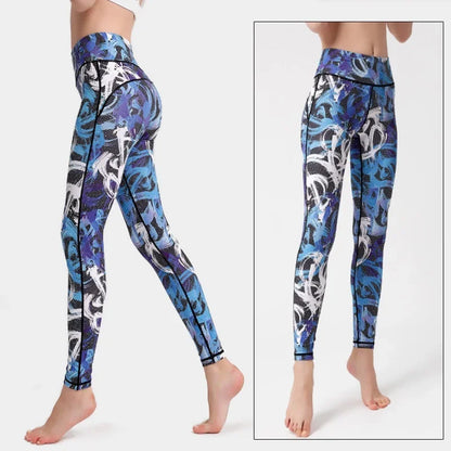 Cloud Hide Yoga Pants Sports Leggings Women High Waist Trainer Long Tights Flower Push Up Running Trouser Workout S- XL