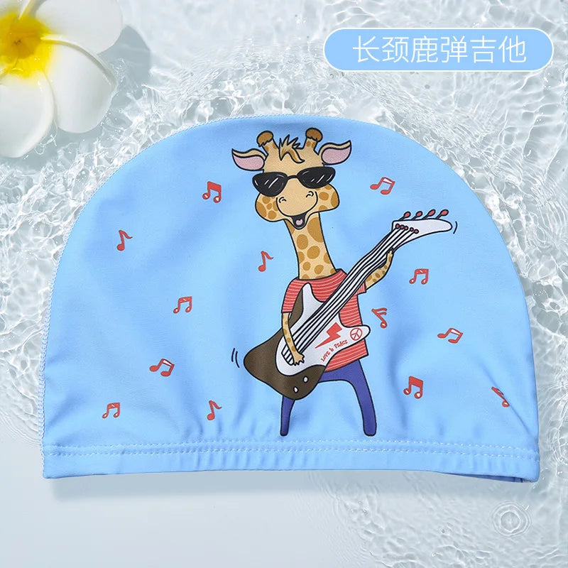 PU Coating Cartoon Children Swimming Hat for 1-7 Year Old Boys Girls Elastic Swimming Cap Shower Beach Pool Accessories