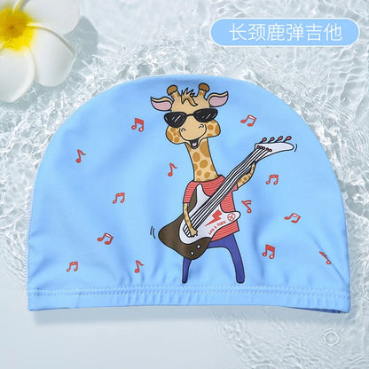 PU Coating Cartoon Children Swimming Hat for 1-7 Year Old Boys Girls Elastic Swimming Cap Shower Beach Pool Accessories