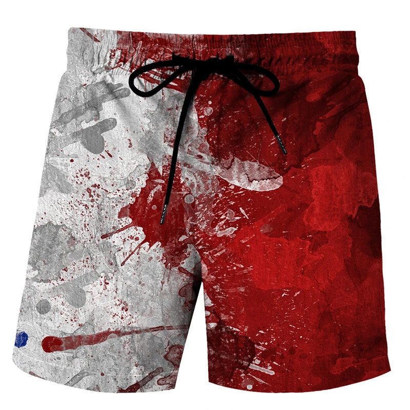 Men's Summer Abstract Graffiti 3D Printed Beach Shorts Women Kids Retro Swim Trunks Summer Breathable Hawaii Fashion Ice Shorts