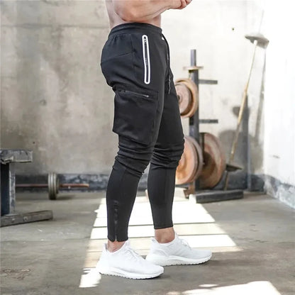 Sweatpants Men's Gym Fitness Pants Men's Running Jogging Training Tight Sports Cargo Pants Pocket Decoration